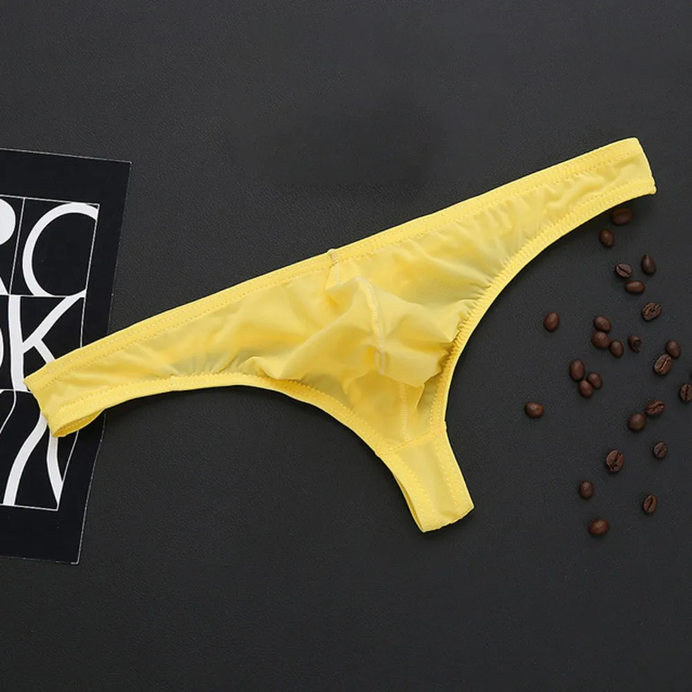 Стринги мужские прозрачные с низкой посадкой, тонкие дышащие трусы-танга из вискозы, однотонное нижнее белье