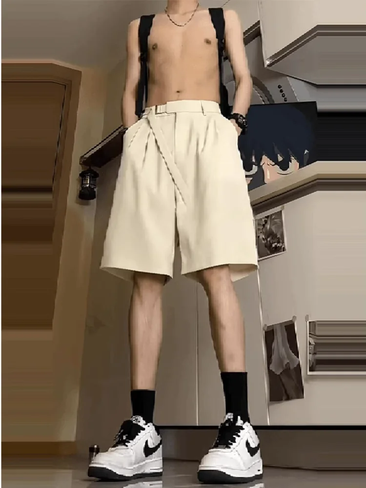 

American Sle Men's Suit orts Trendy Haome over Knee Korean Draped mid Waist Summer Pants Breathable Straight Leg orts