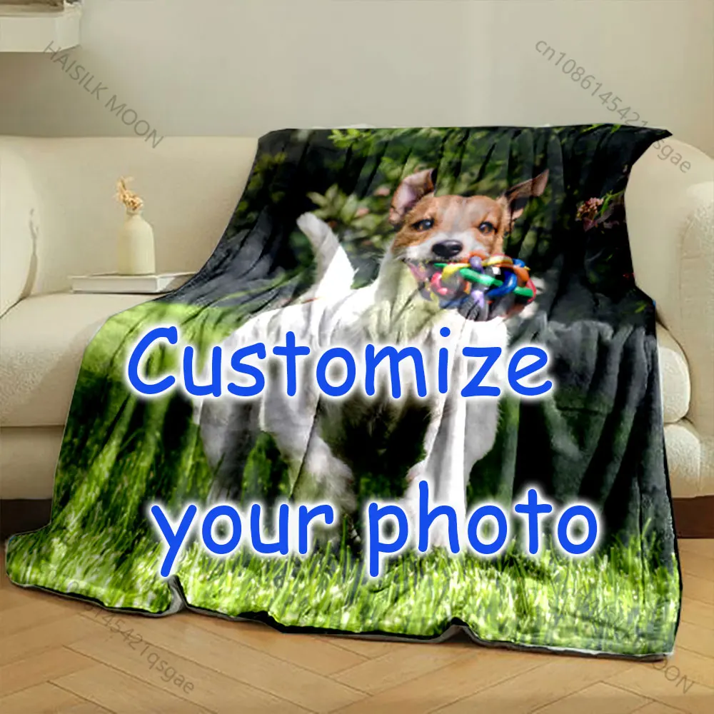

Personalized Custom Photo Blanket Exclusive To Your Pet Photo Creative Pattern Print for Home Sofa Travel Camping Beach Blanket