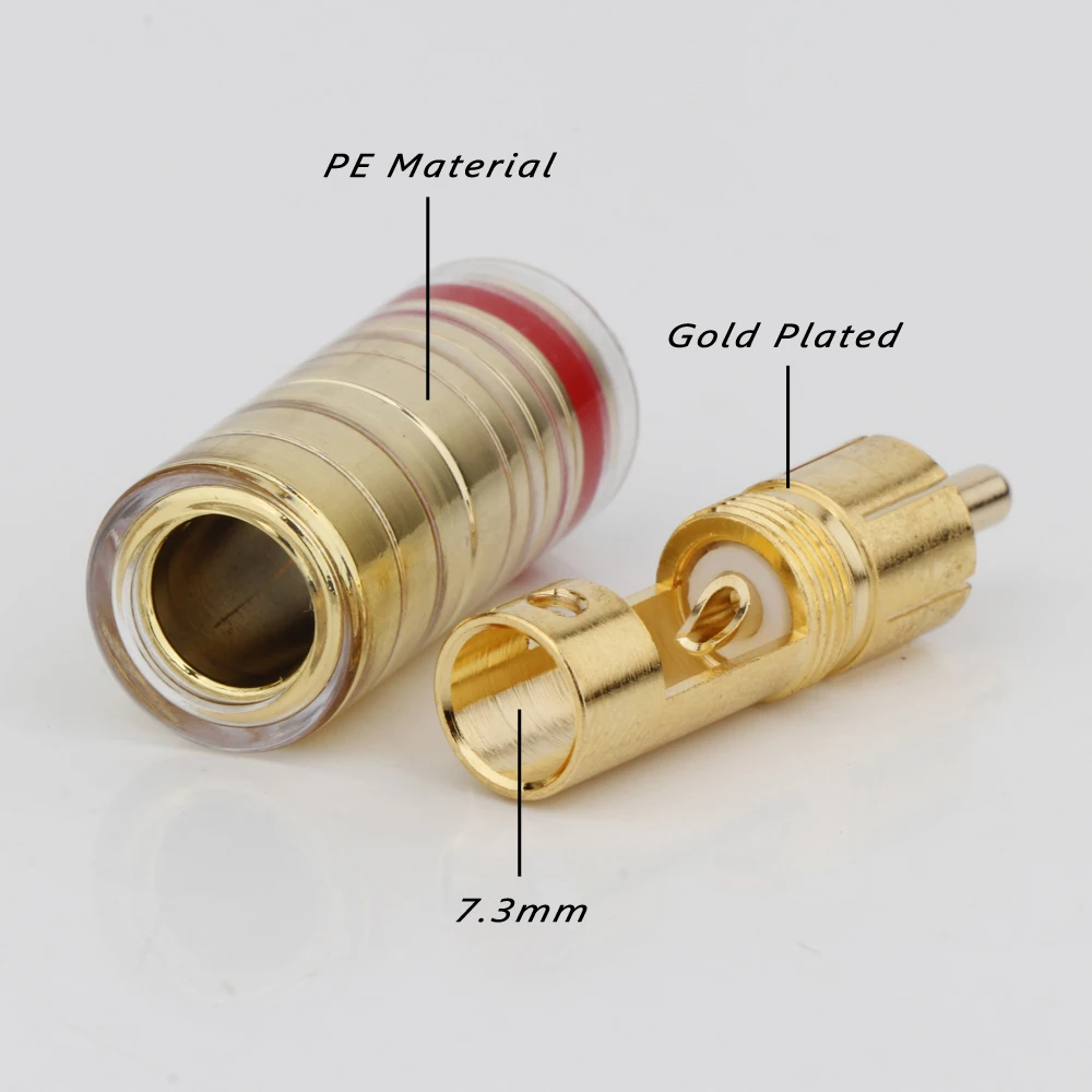 Solder Connector RCA Plug For Hifi Audio RCA Cable Wire Adapter 24K Gold PlatedVideo Cable kit TV CCTV