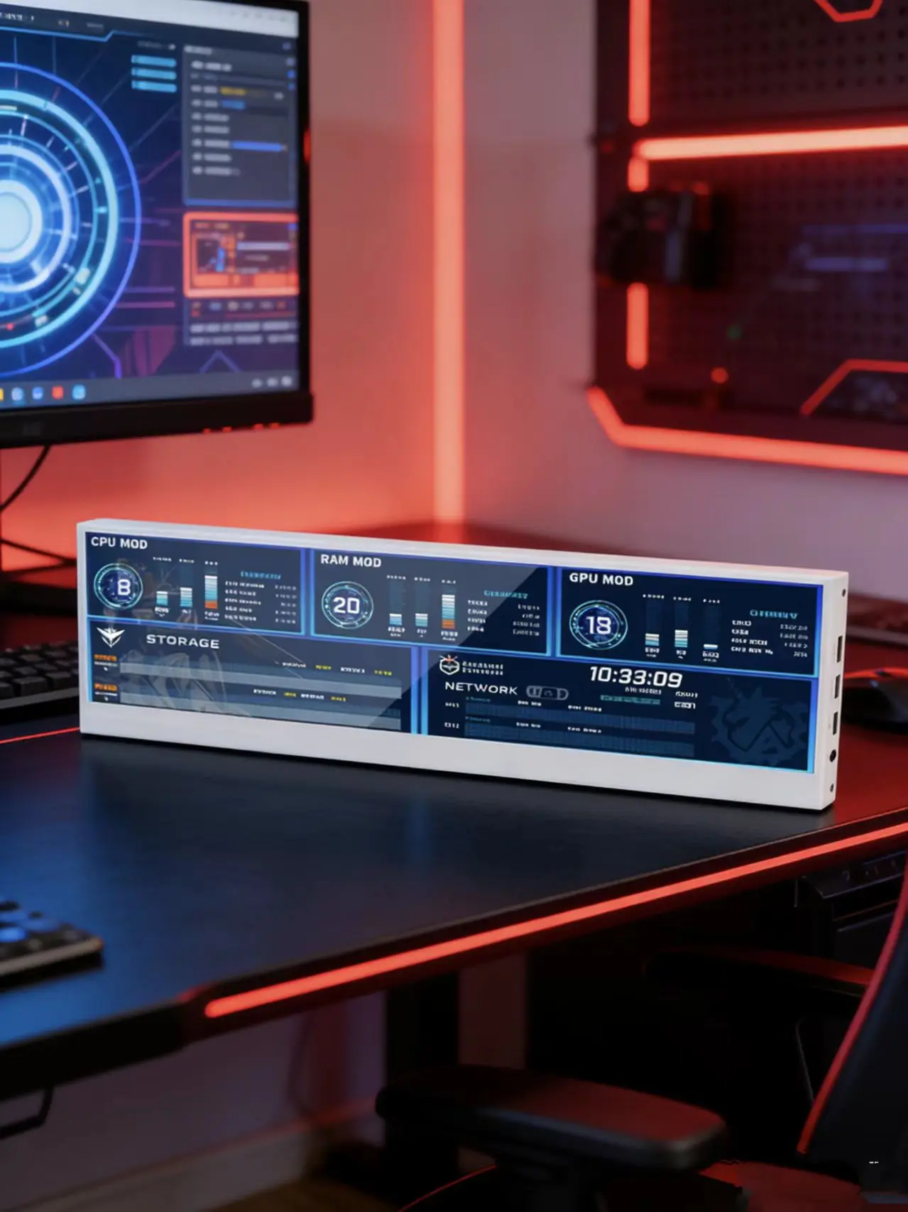 Lamptron HM140 White PC hardwares real time monitoring