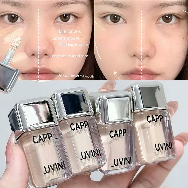 Crystal Liquid Facial Foundation Concealer, langanhaltendes, feuchtigkeitsspendendes und zartes Make-up zur Abdeckung schwarzer Augen, Akne, gefälschtes, schlichtes Gesicht