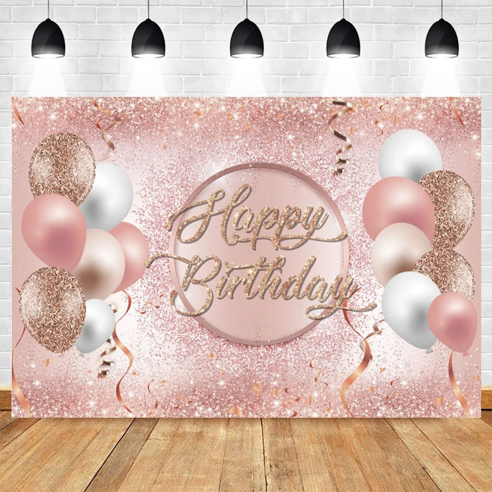 Happy Birthday Adult Party Backdrop for Photography Glitter Gold Balloon Boy Girl Baby Birthday Photo Background Studio Banner