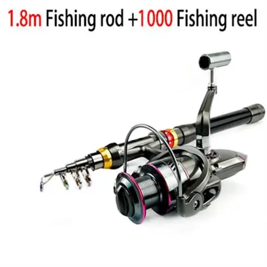 1,8-3,6 m koolstofvezel hengel en molen combo super harde telescopische hengel spinning molen kit maximale weerstand 3-8 kg pesca