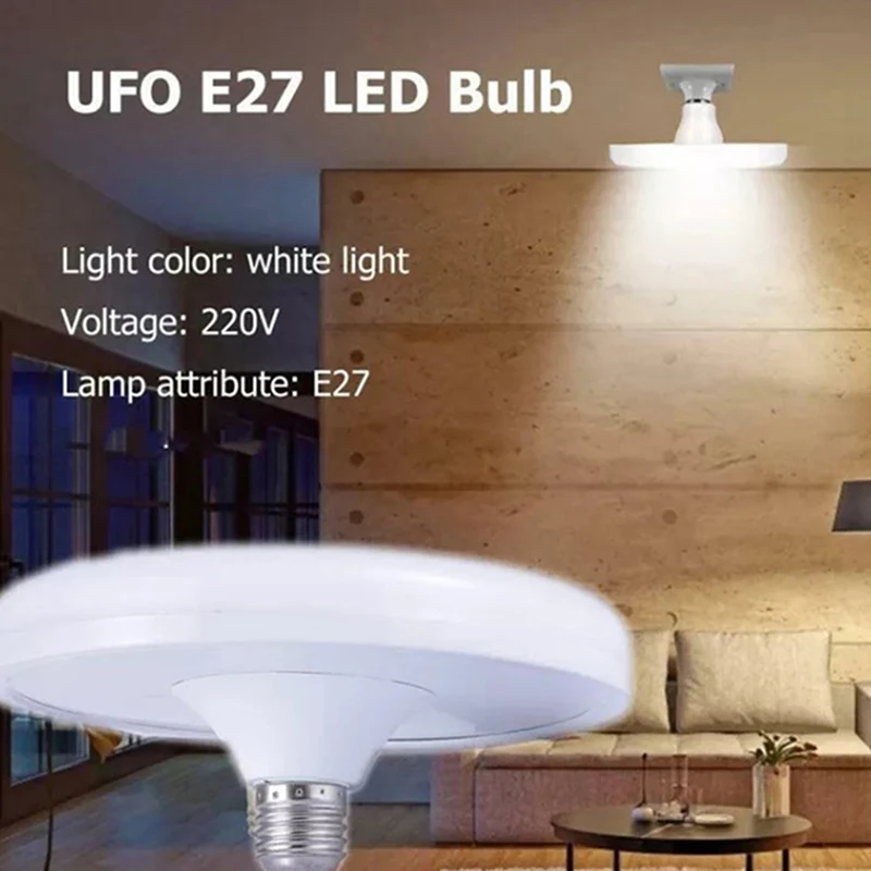 Super Bright LED UFO Lights, Iluminação interior branca fria, Candeeiros de mesa, Garagem Light, 220V, 15W, E27