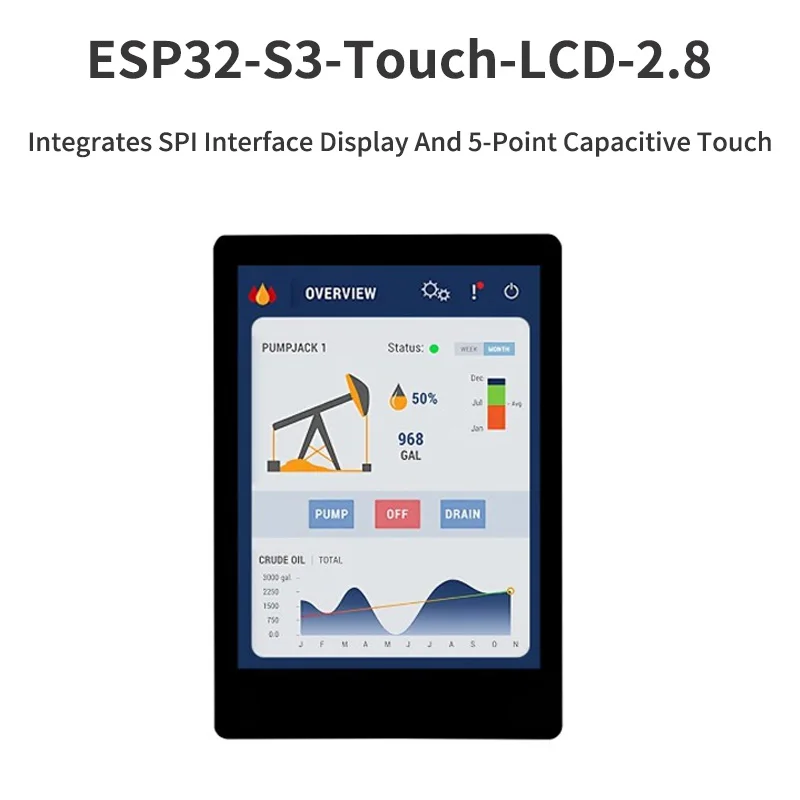 

ESP32-S3 2.8Inch Touch Display 5-Point Capacitive Touch 240x320 IPS Development Board WiFi & Bluetooth LX7 Dual-Core Processor