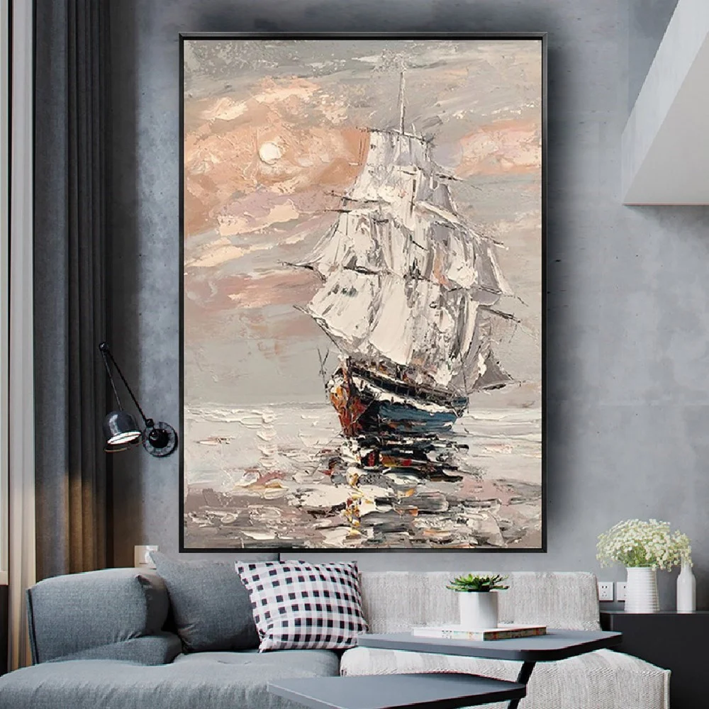 Modern Palette Knife Painting Pure Handmade Oil Painting Tree Woods By The River Wall Painting For Living Room Wall Decor Mural