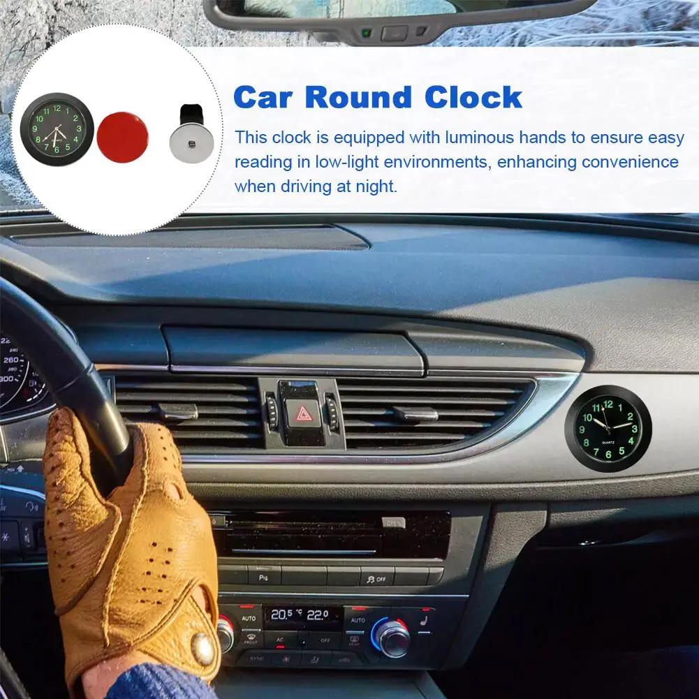 Universal Car Round Clock Electronic Watch Dashboard Noctilucent Decoration Mini Car Air Vent Clock For Cars Auto Accessary C4J8