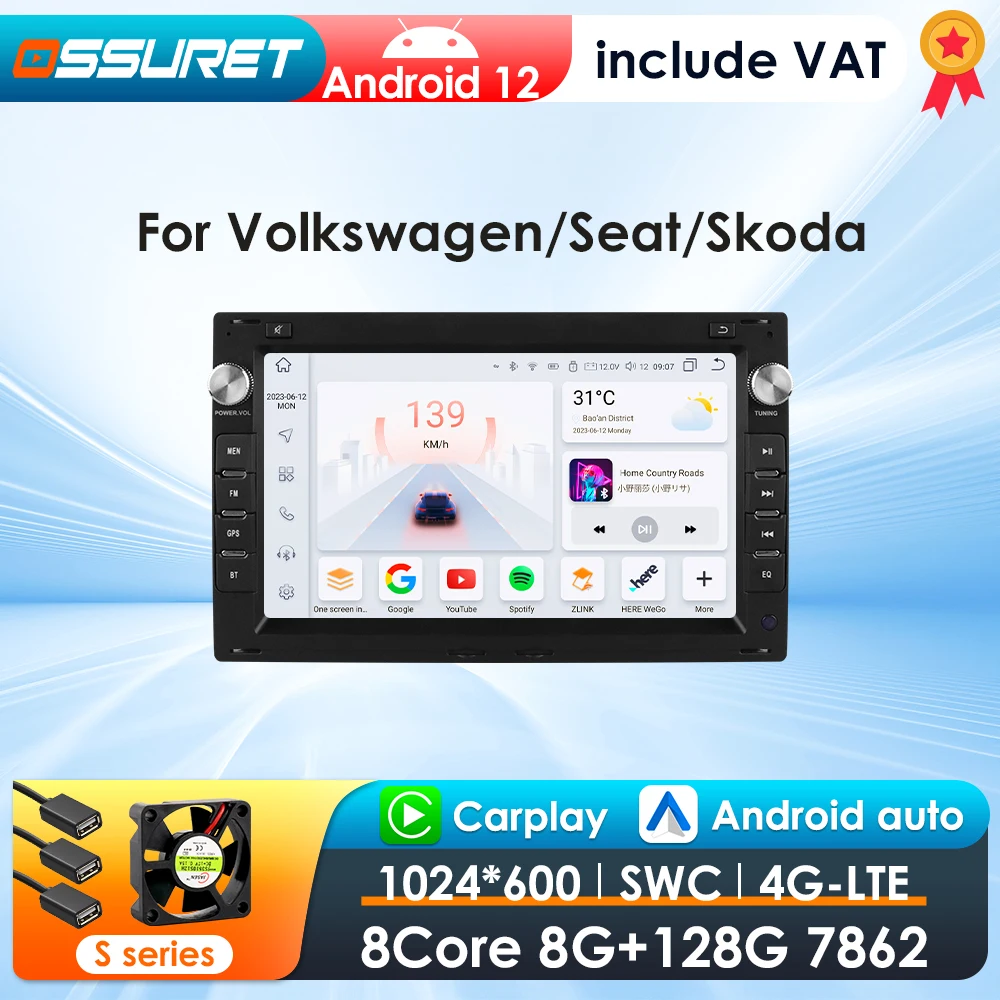 2din Carplay android Auto Radio for VW Golf 4 Passat POLO Transport T5 Multivan Seat Jetta 4G-LET Car Multimedia GPS autoradio