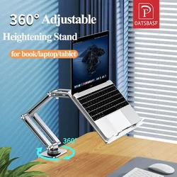 Oatsbasf-360 ° Suporte Rotativo para Notebook, Tablet Clamp, Hightening Suporte, Book Bracket, Altura Ajustável, Desktop, Cama, Preguiçoso