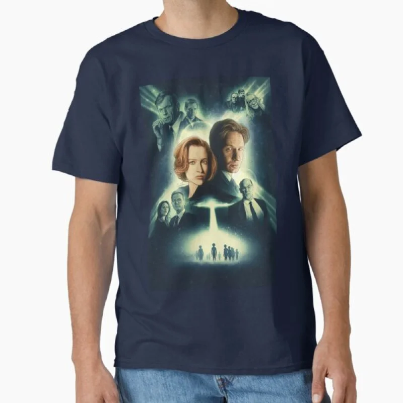 

0305 Mulder and Scully Sci fi tv series The X Files Trust No One Gift t shirt Retro Alien movie Graphic clothes All size tops