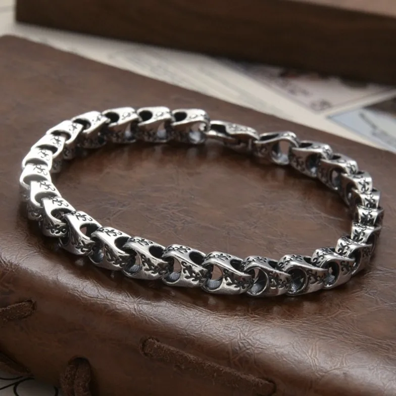 

Hip hop handsome sterling silver bracelet men's trendy brand insniche stylesense of designhip hop keel chain retro