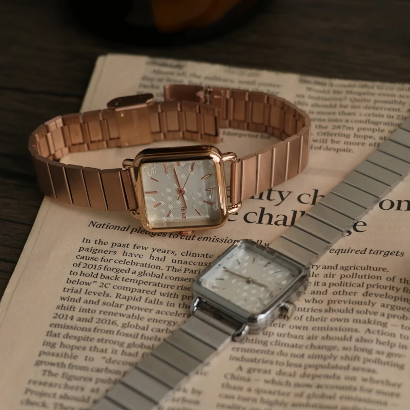 ساعة نسائية بحزام فولاذي بسيط، ساعة كوارتز أنيقة ومتطورة، ساعة يد نسائية عصرية، هدية رائعة للنساء #1