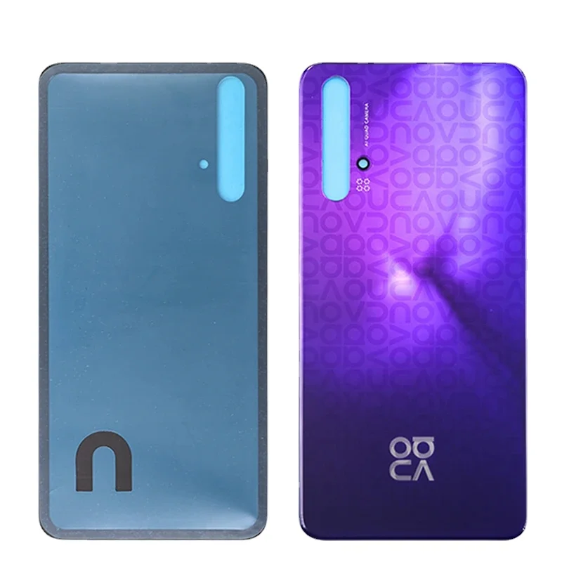 New For Huawei Nova 5T Battery Back Cover Rear Door 3D Glass Panel Nova5T Battery Housing Case Camera Lens Adhesive Replace