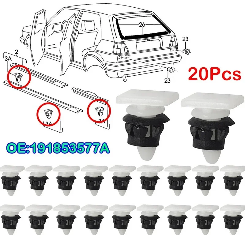 20x Door Entrance Sill Scuff Plate Panel Trim Clips Rivet For VW Golf Jetta Mk2 Quantum Syncro Passat B6 B5 B8 B2 Seat Toledo