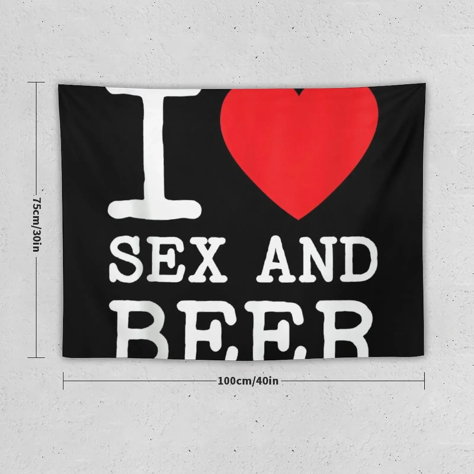 I Love Sex Beer with Red Heart Funny Drinking Couples Party Tapestry Luxury Living Room Decoration Korean Room Decor Tapestry