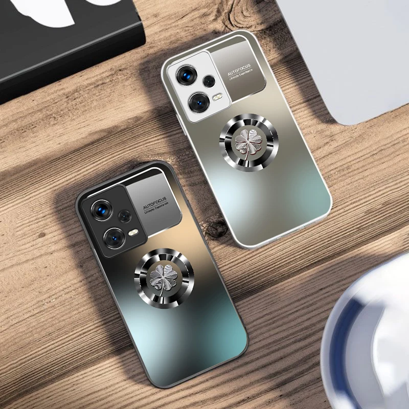Gradient Flowers For Xiaomi 14 Ultra 13 Lite Redmi Note 13 11 Pro 12 Plus Poco X6 3 Pro F4 6 GT Tempered Glass Phone Case