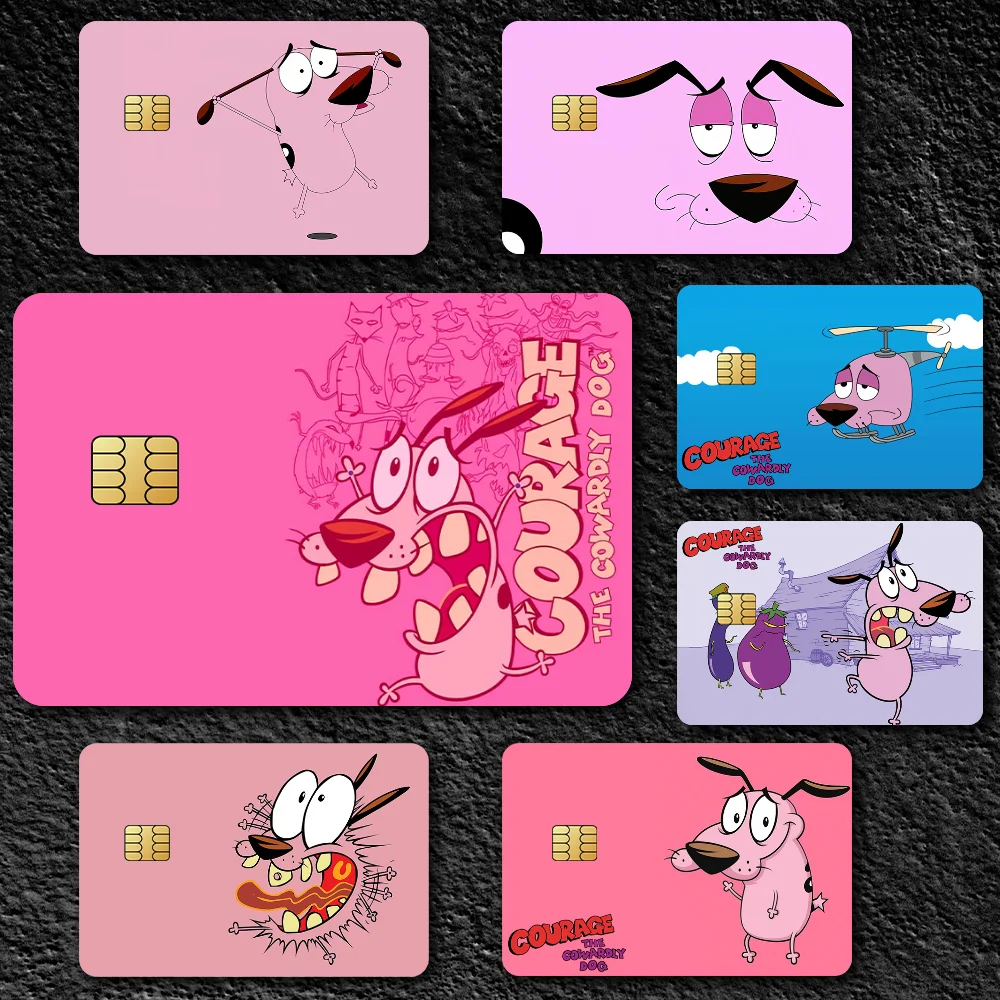 Dessin animé C-Courage C-Cowardly chien Film drôle couverture de peau autocollants de carte de crédit 4 pièces débito avant décoration banque Bus Pass étanche
