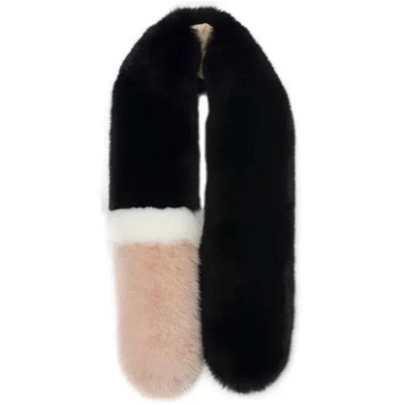 

Modern popular women's thickened warm real rabbit hair pom-pom scarf