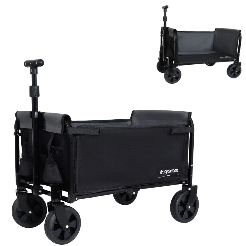 

All-in-one Convertible Folding Camping Wagon Cart Easy To Assemble And Suitable For Outdoor Gardens Black And Gray