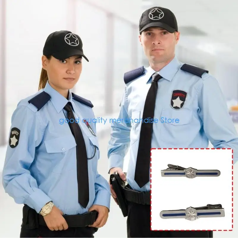 Y5JD Comodo set cravatte e clip in poliestere per l'uniforme professionale della guardia sicurezza