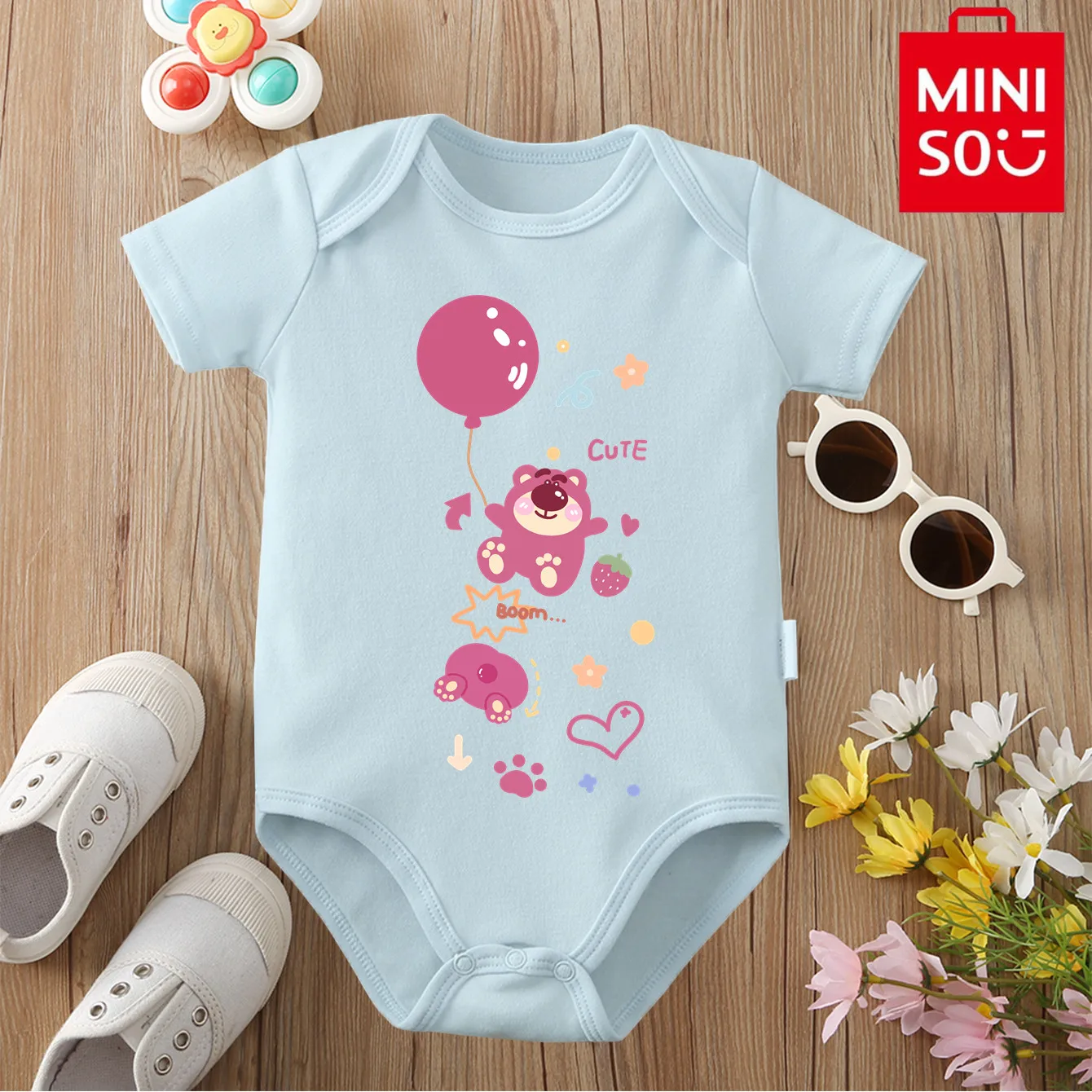 

MINISO Lotso/Kuromi Print 100% Cotton Bodysuit Soft Baby Cloths Best Gift for Baby Onesie Jumpsuit for 0 To 12 Months Newborn