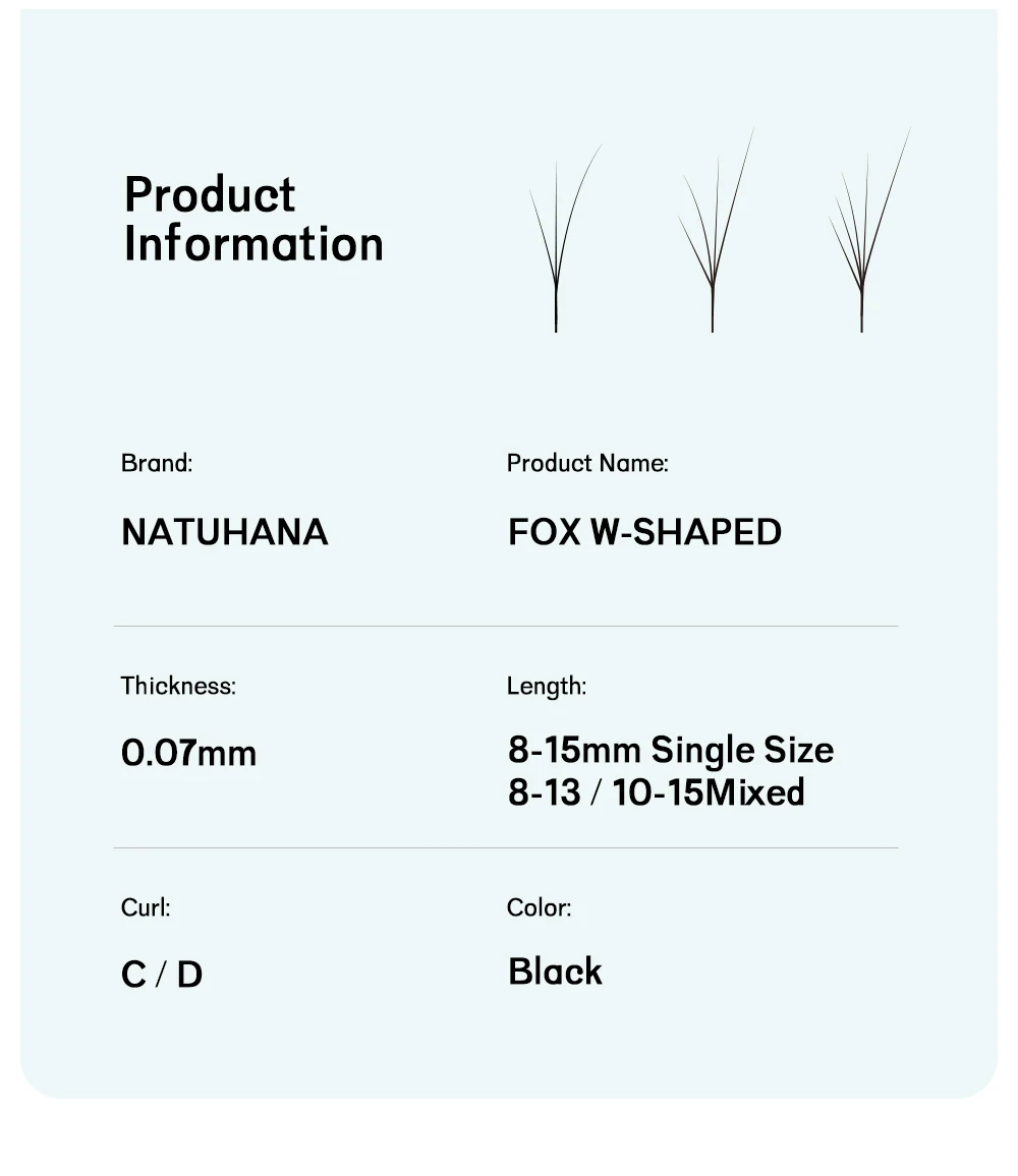 NATUHANA Fox 4D W-förmige Wimpernverlängerung, mattschwarz, natürlich, dünn, künstlicher Nerz, falsche Wimpern, vorgefertigte Volumen-Fächerwimpern – Detail 2