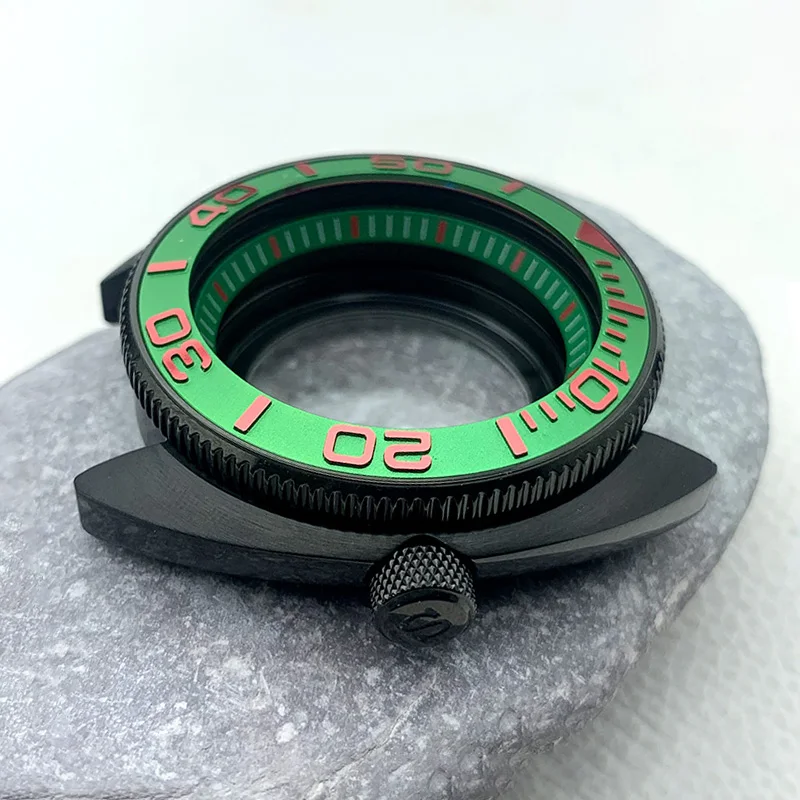 

44mm Black 6105 6309 Abalone Turtle Case Fits 22mm Watch Strap for NH35 NH36 7S 4R Movement 200M Water Resistance Watch Case