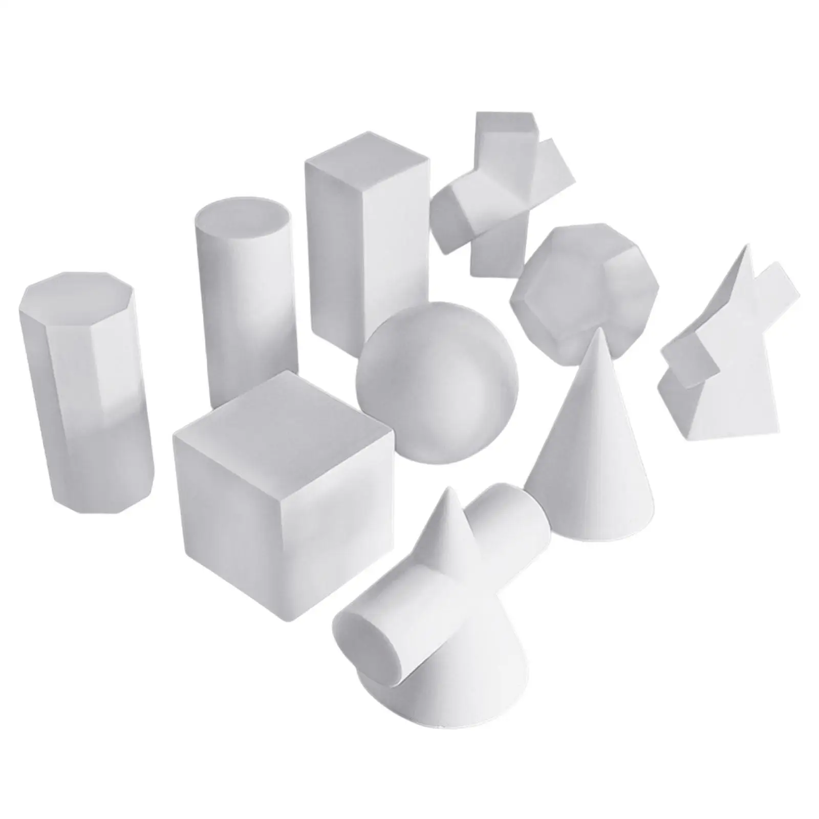 Resin Sketch Geometry Model Ornaments 3D Cube Sphere Cylinder Cone Polyhedron for Art School Drawing Practice Props