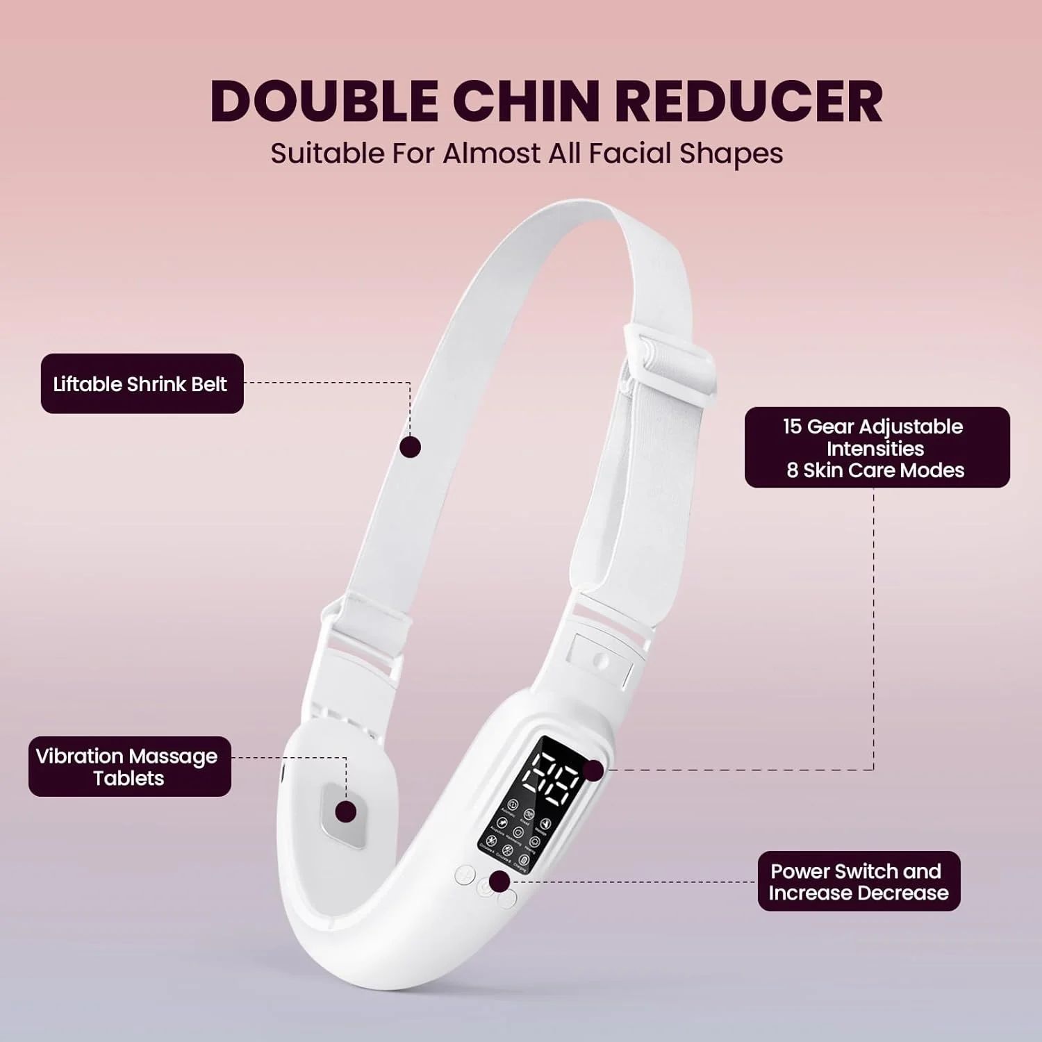 V자형 페이스 리프팅 뷰티 디바이스 1세트 전기 페이스 마사지기 8가지 모드 15가지 강도 조절 매일 얼굴 관리에 적합
