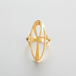 WOUWU  Ankh Ring for Women Girls African Egyptian Cross Charms Finger Ring Jewelry  No Fading No StainEgypt Hieroglyphs Nile Key