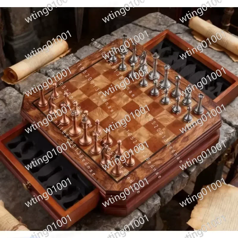 for Chess High-end Gift Box Set Solid Wood Folding Board Imitation Jade Pieces Vintage Ornaments