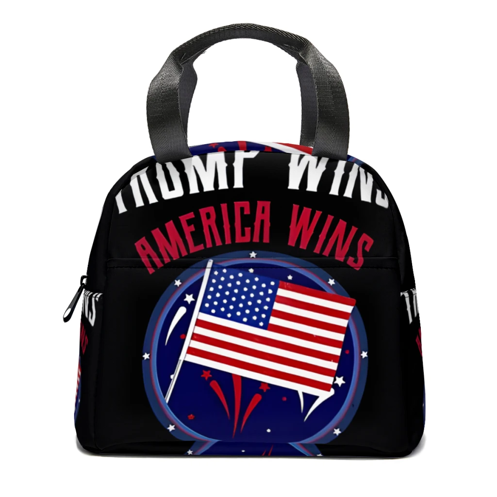 

Trump Wins, America Wins Lunch Box Women Multifunction Cooler Thermal Food Insulated Lunch Bag Kids Portable Picnic Tote Bags