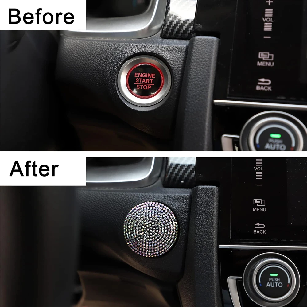 Car Engine Start Stop Button Cover, Universal Push Start Button Cover Anti-Scratch Car Engine Decoration Accessories