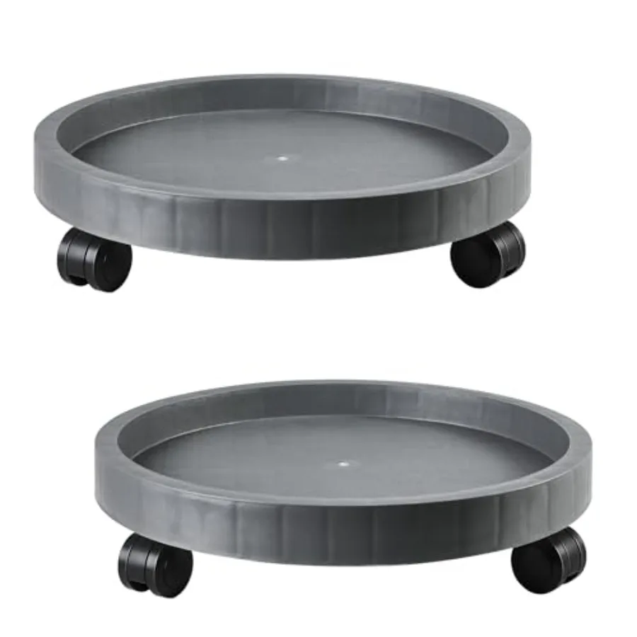

2 Pack of 14.2 Inch Planter Caddies Rolling Saucer Caddy with Wheels, Heavy Duty Wheeled Stand for Potted Plant, Round Coaster