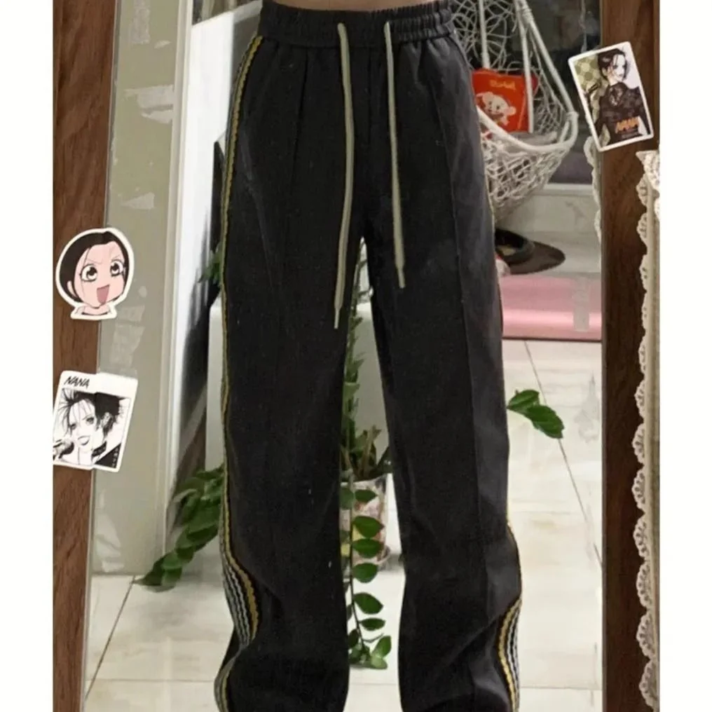 

Men's plus Size Wide Leg Long Pants Spring Autumn Vintage Striped Casual Trousers Loose Straight Cut Sweatpants