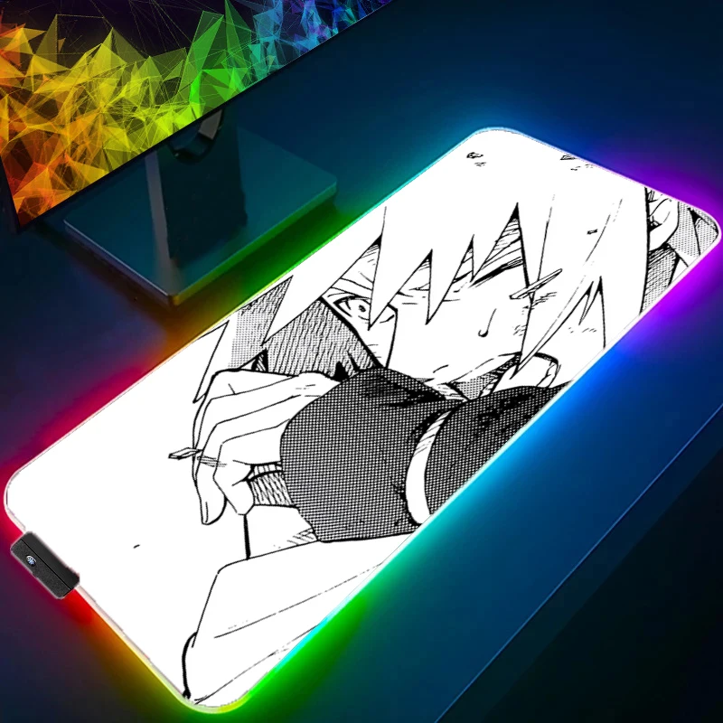 

NARUTO Minato Namikaze LED Mouse Pad Backlight Gaming Accessories PC Computer Keyboard Gamer RGB Desk Mat Anime Large Mousepad