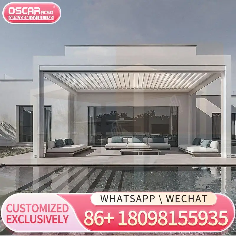 أقواس خارجية أوتوماتيكية حديثة من الألومنيوم المناخي الحيوي مع سقف مفتوح لحدائق الفناء والساحات الخلفية والعريشة #2