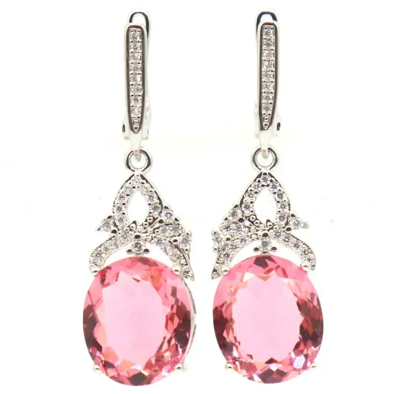 

7.9g Customized 925 SOLID STERLING SILVER Earrings Green Peridot Fire Pink Morganite Golden Citrine CZ