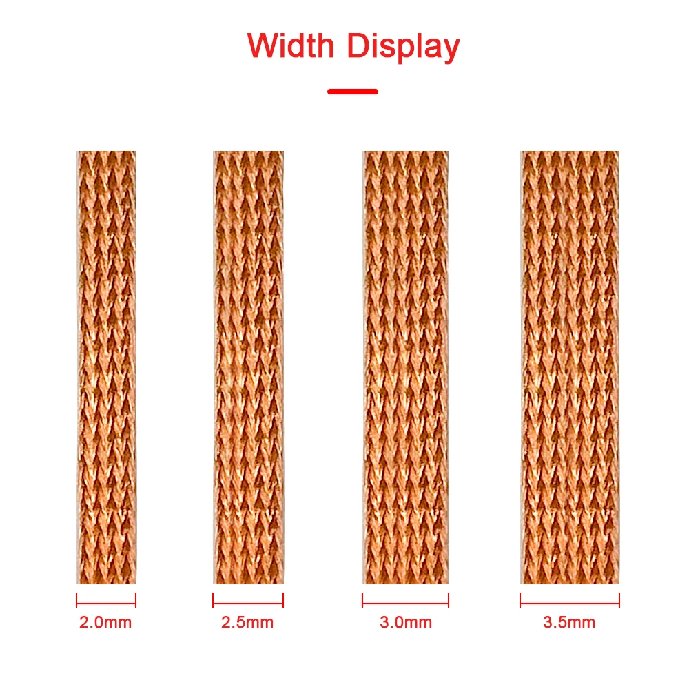 Starkes Entlötgeflecht, 1,5/2,0/2,5/3,0/3,5/4 mm Breite, 3 m Länge, Saugzinn-Lötentferner, Dochtdraht, BGA-Lötreparaturwerkzeuge – Detail 1