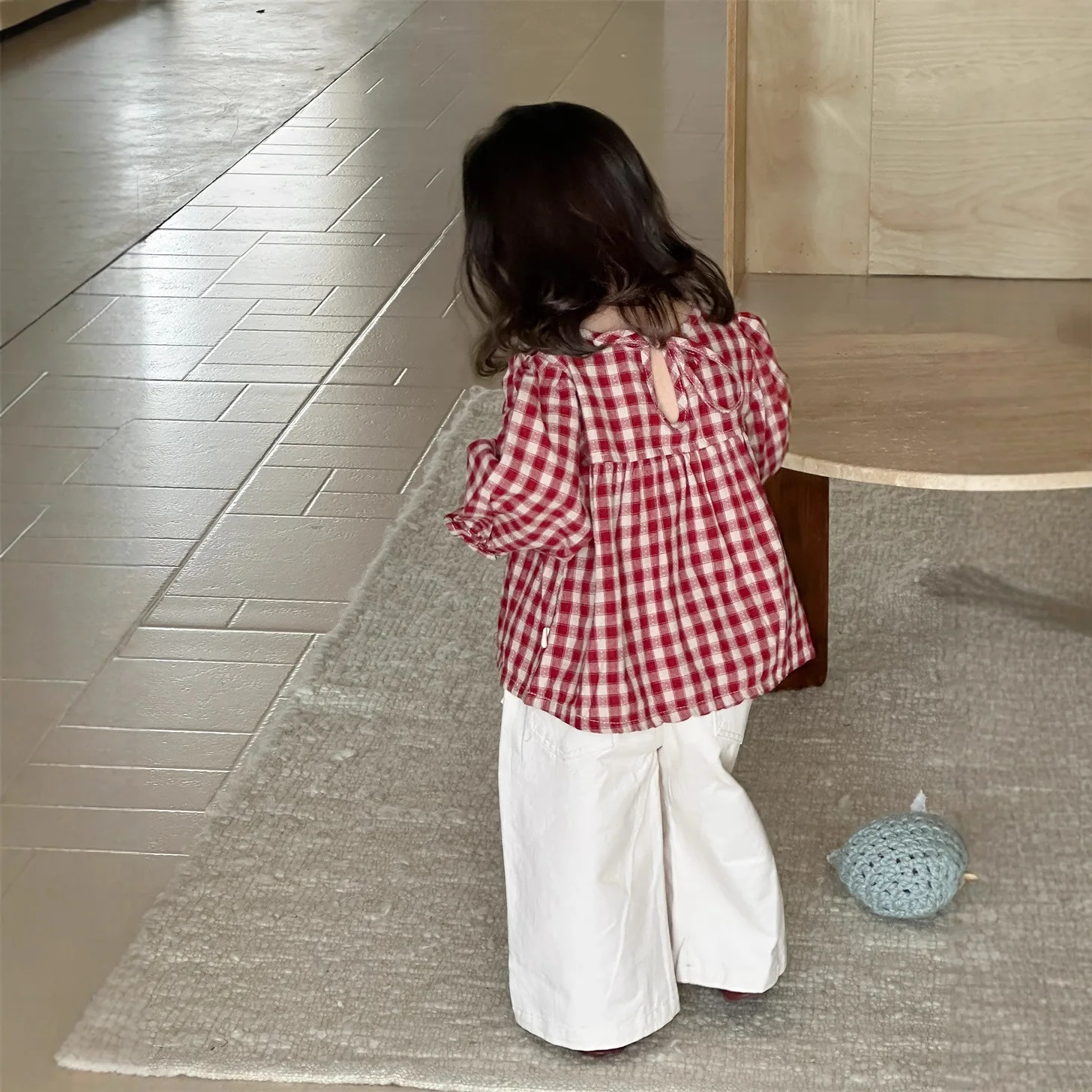 Girls 2 Piece Set 2025 New Autumn Korean Red Checkered Shirt Casual Pants Fashionable Cute Versatile Set