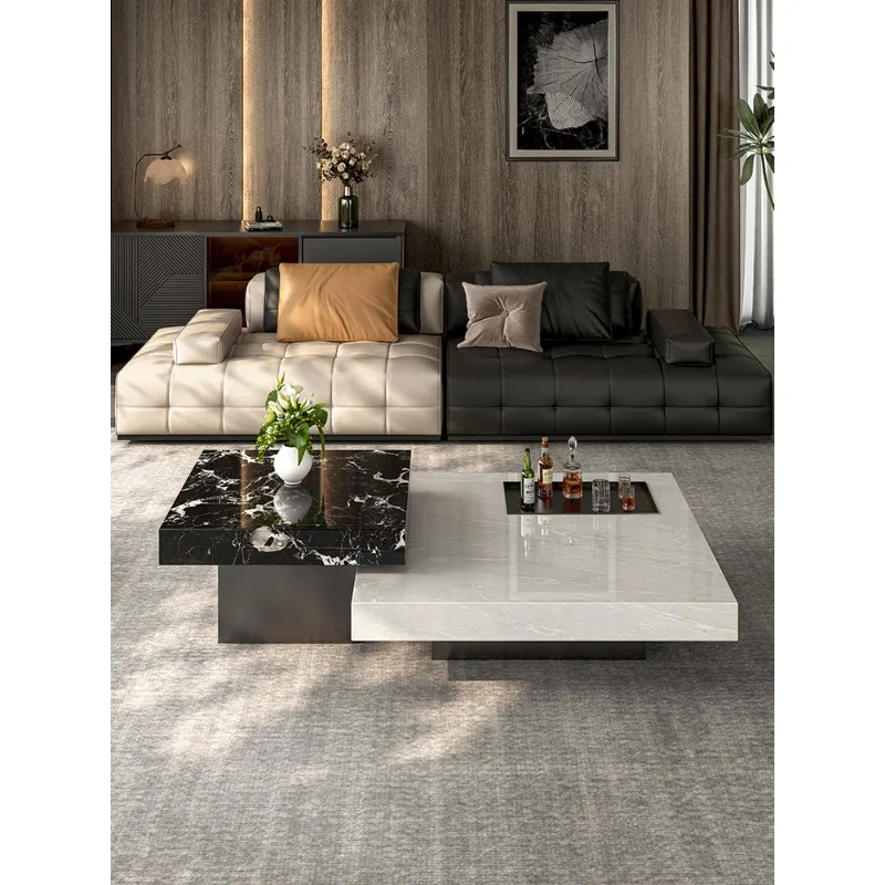 Marble coffee table imported natural luxury stone Kari ice jade coffee table combination light luxury high-end suspension