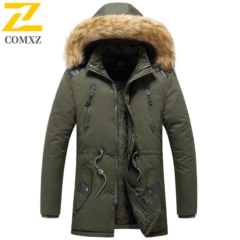 

COMXZ Mens Fashion Padded Jacket Hooded Mountaineering Thickened Warm Parka Korean Style Cold Resistant Winter Padding Coat