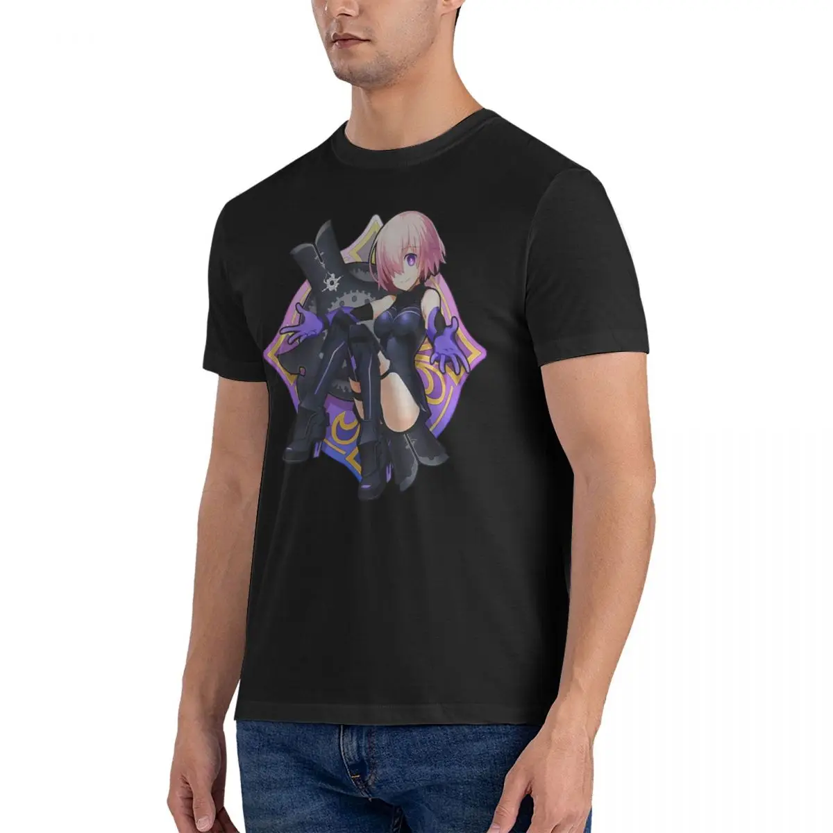 Fate Mashu Kyrielight Shielder T Shirts Men 100% Cotton Casual T-Shirts Round Neck Grand Order Tees Short Sleeve Clothes