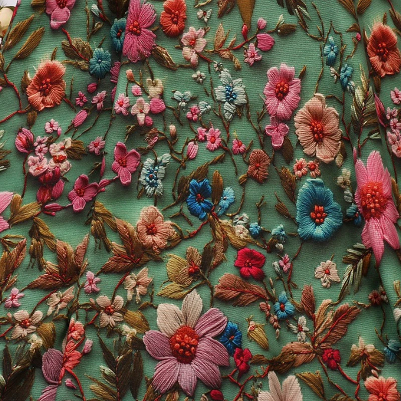 Embossed Flower Wool Silk Thickened Printed Fabric New Chinese Style Base Sweater High Neck Warm Underwear Clothing Fabric