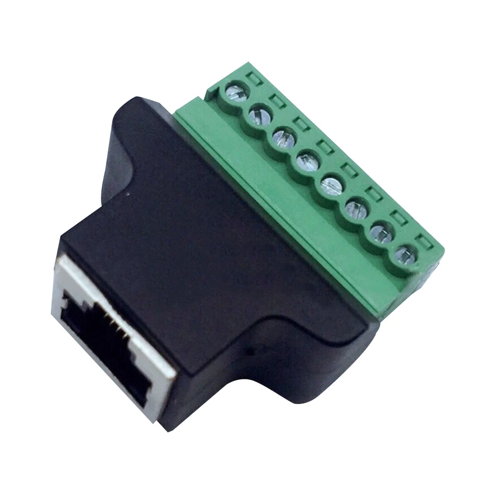 

RJ45 Socket Connector with Shielded 8P Network Port Female to 8P8C Green Terminal Connector 1PCS