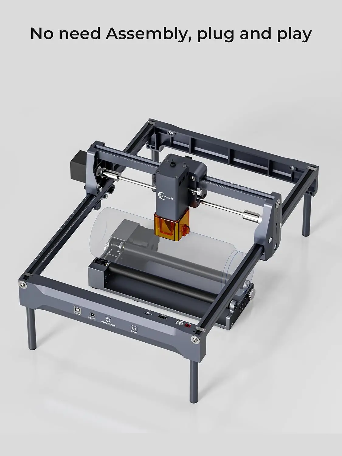 Rotary Roller with Bracket, Y-axis Rotary Roller 360° Rotation for Cylindrical Objects, Tumbler, Cups, Bottles, Pens, Wine, Laser Rotary Aattachment for Carverall K15 Pro A1 Pro JL9 Laser Engraver and Cutter