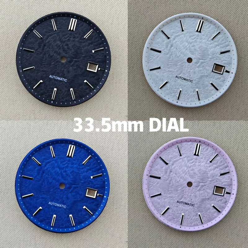 New NH35 Snowflake-Pattern Dial, No Logo, 33.5 mm, No Lume, Fits NH35/NH36 Movements, Watch Modification Part