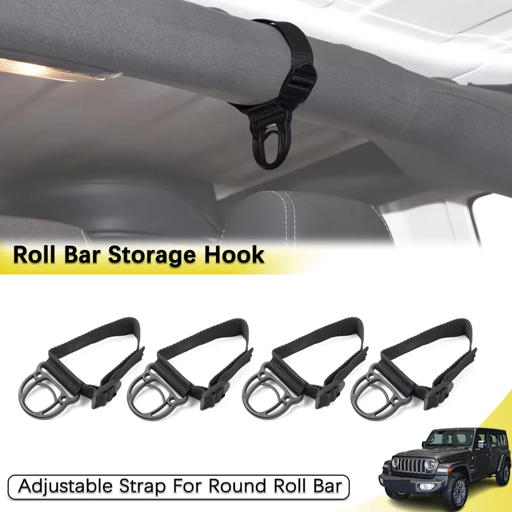 Barra de rolo cabide gancho kit para jeep wrangler ilimitado cj yj lj tj jk jku jl jlu 4xe gladiador jt roupas rack acessórios