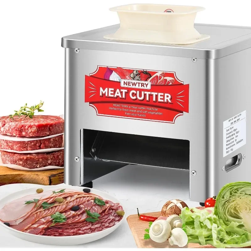 NEWTRY Commercial Meat Cutter Machine, 2.5mm Blade, Save Time, Easy to Clean, Slices Strips Cubes 3 in 1, 110V US Plug